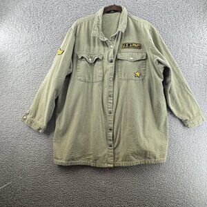 Daisy Street Plus Olive Green U.S. Army Oversized Shirt Jacket 100% Cotton